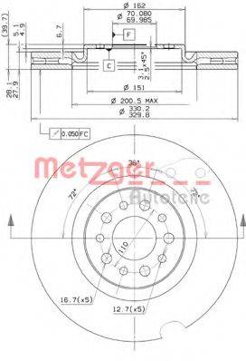 METZGER 24995 Тормозной диск