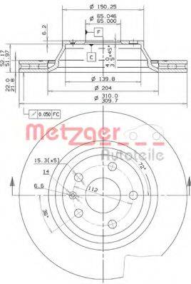 Тормозной диск METZGER 25148 V