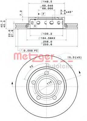 Тормозной диск METZGER 25150 V