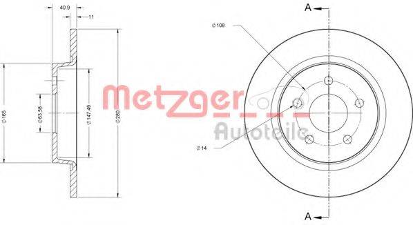 Тормозной диск METZGER 6110180