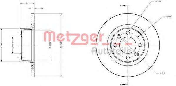 Тормозной диск METZGER 6110281