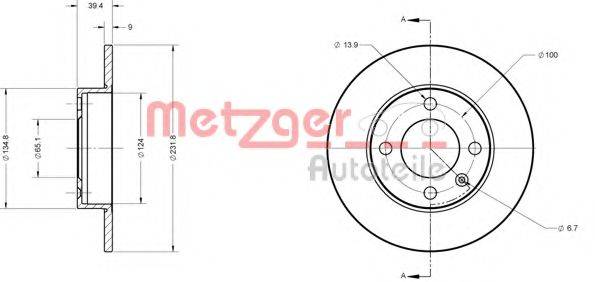 Тормозной диск METZGER 6110390
