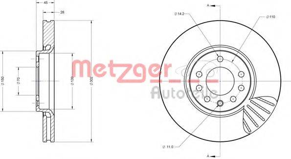 Тормозной диск METZGER 6110404