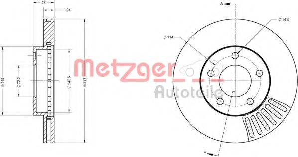 Тормозной диск METZGER 6110421