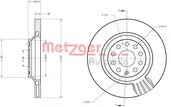 Тормозной диск METZGER 6110556