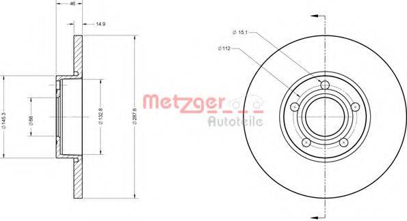 Тормозной диск METZGER 6110196