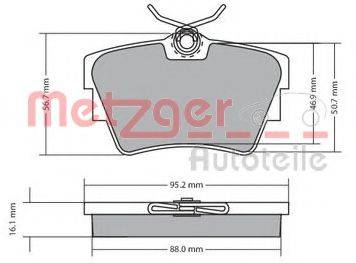 Комплект тормозных колодок, дисковый тормоз METZGER 1170067