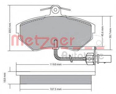 METZGER 1170082 Комплект тормозных колодок, дисковый тормоз