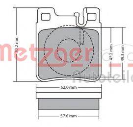 Комплект тормозных колодок, дисковый тормоз METZGER 1170123
