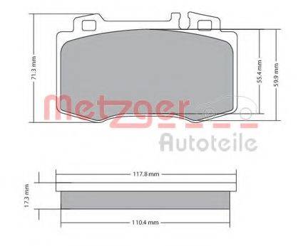 Комплект тормозных колодок, дисковый тормоз METZGER 1170153