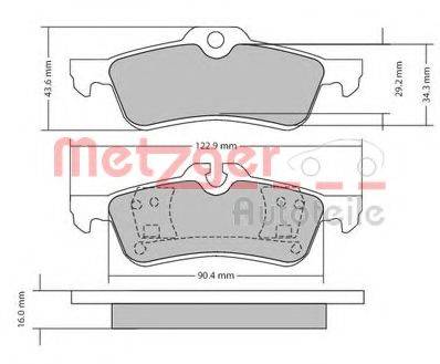 Комплект тормозных колодок, дисковый тормоз METZGER 1170154