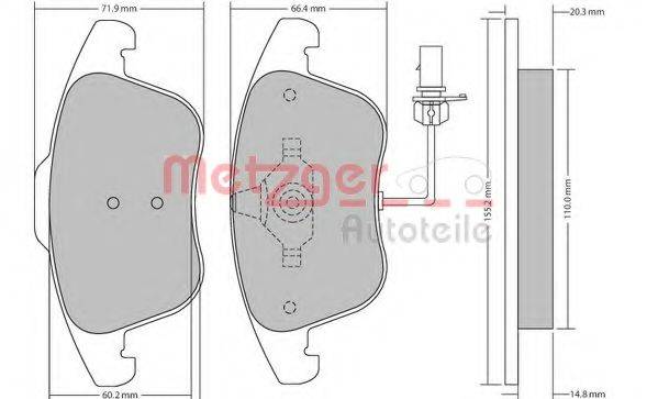 METZGER 1170156 Комплект тормозных колодок, дисковый тормоз