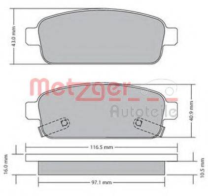 Комплект тормозных колодок, дисковый тормоз METZGER 1170164