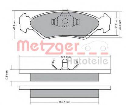 Комплект тормозных колодок, дисковый тормоз METZGER 1170181