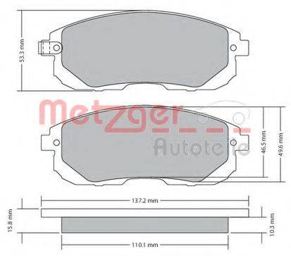 Комплект тормозных колодок, дисковый тормоз METZGER 1170208