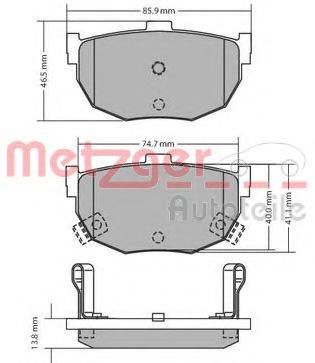 Комплект тормозных колодок, дисковый тормоз METZGER 1170212