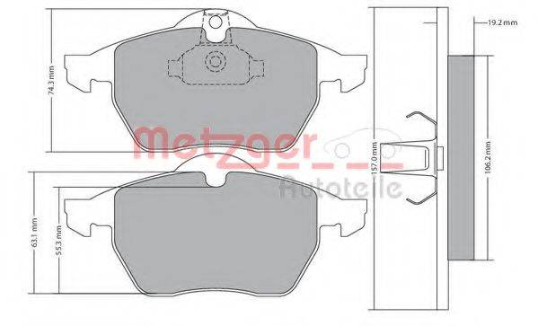 Комплект тормозных колодок, дисковый тормоз METZGER 1170216
