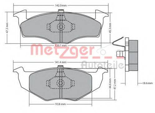 Комплект тормозных колодок, дисковый тормоз METZGER 1170217