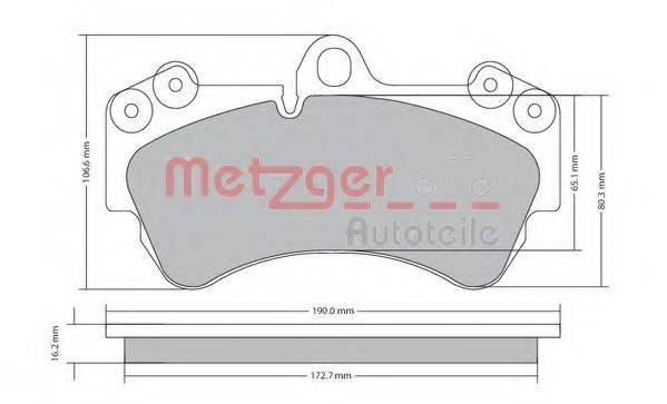 Комплект тормозных колодок, дисковый тормоз METZGER 1170242