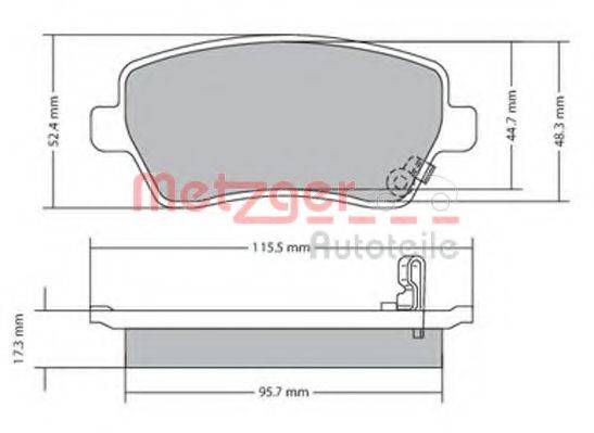 Комплект тормозных колодок, дисковый тормоз METZGER 1170243