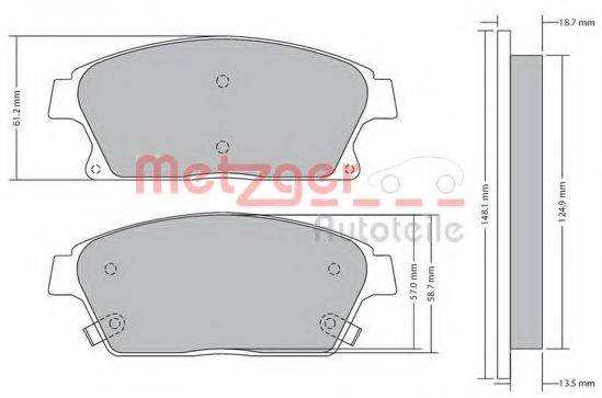 Комплект тормозных колодок, дисковый тормоз METZGER 1170292