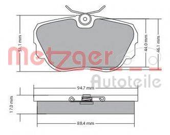 Комплект тормозных колодок, дисковый тормоз METZGER 1170316