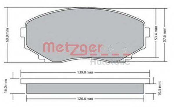 Комплект тормозных колодок, дисковый тормоз METZGER 1170375