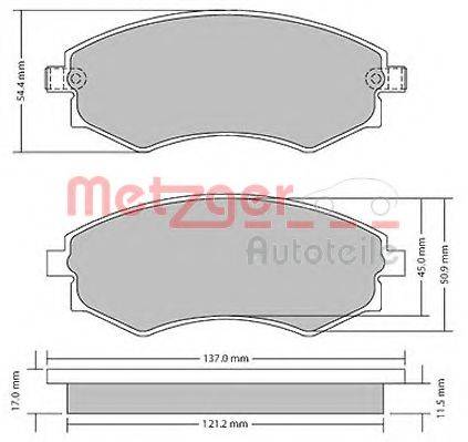 Комплект тормозных колодок, дисковый тормоз METZGER 1170394