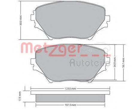 Комплект тормозных колодок, дисковый тормоз METZGER 1170418