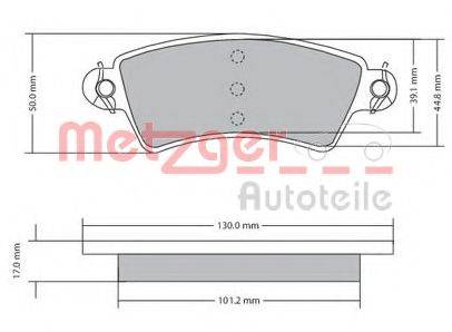 Комплект тормозных колодок, дисковый тормоз METZGER 1170499