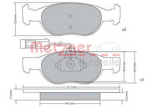METZGER 1170517 Комплект тормозных колодок, дисковый тормоз