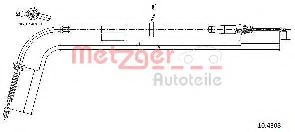 METZGER 104308 Трос, стояночная тормозная система