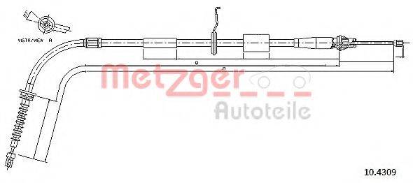 Трос, стояночная тормозная система METZGER 10.4309